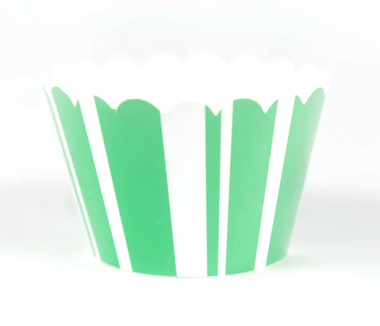 Sweet Celebration Cupcake Wrappers -12 - Stripe Green