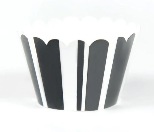 Sweet Celebration Cupcake Wrappers -12 - Stripe Black