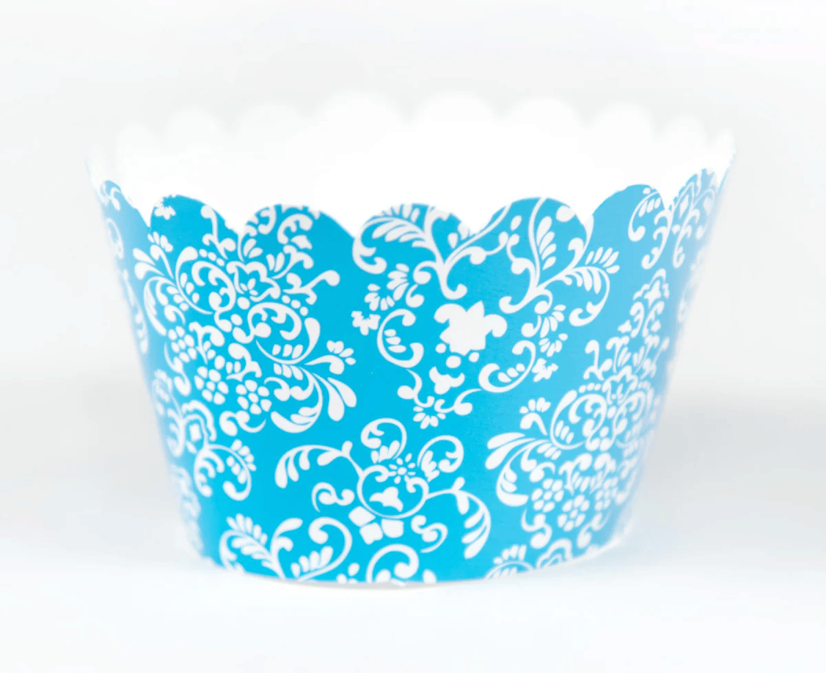 Sweet Celebration Cupcake Wrappers -12 - Damask Blue