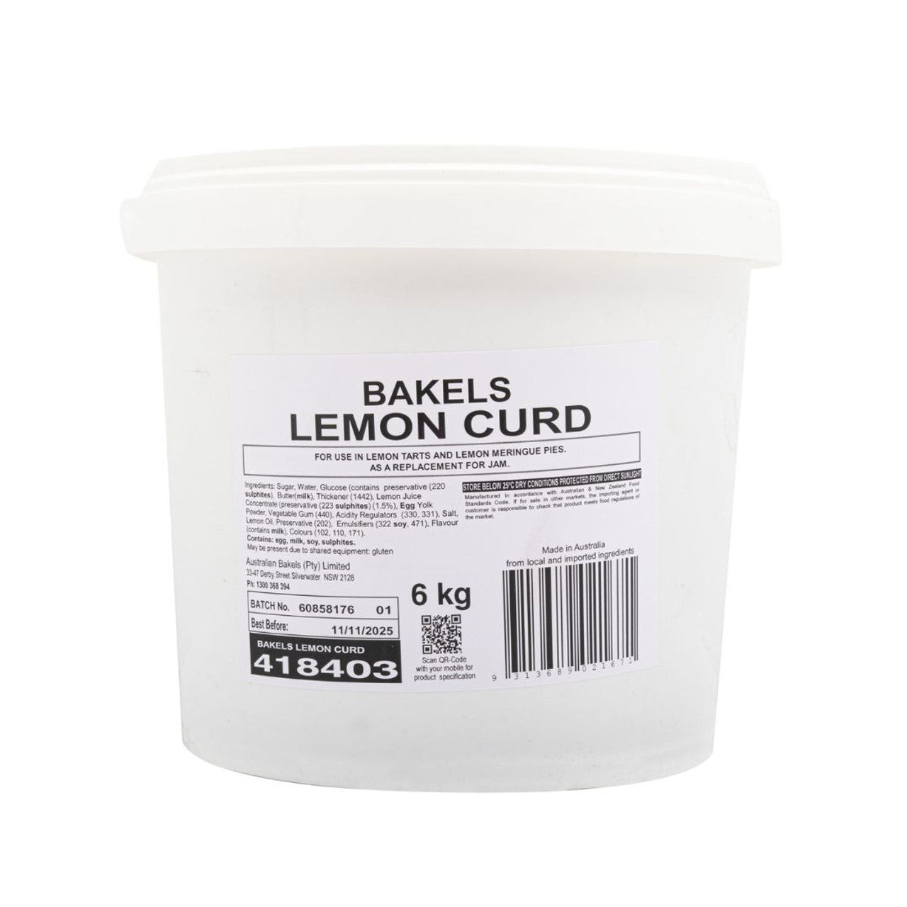 Bakels Lemon Curd 6kg