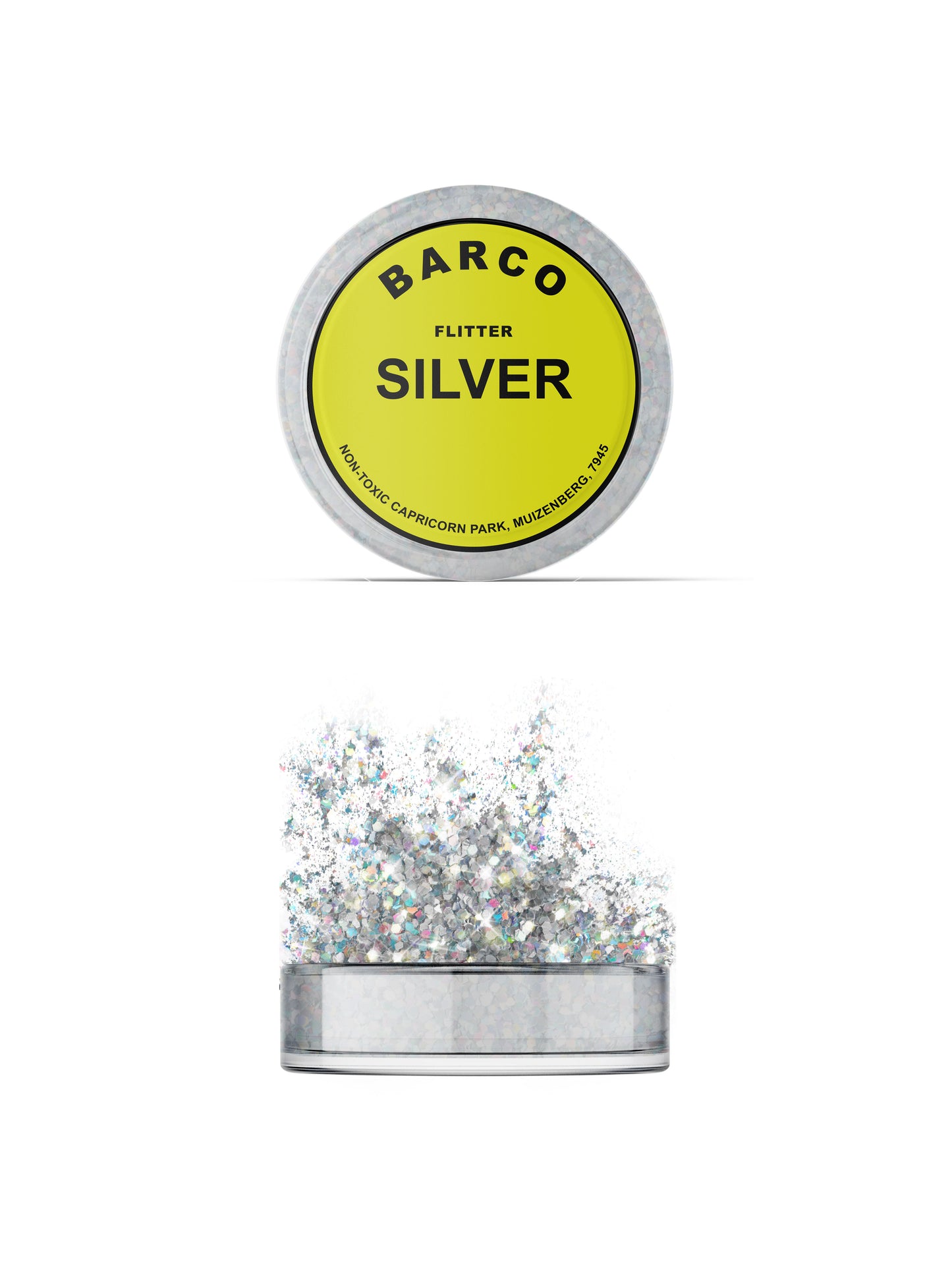 Barco Silver Holographic Flitter 10ml (Yellow Label)