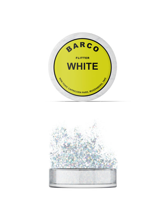 Barco White Holographic Flitter 10ml (Yellow Label)